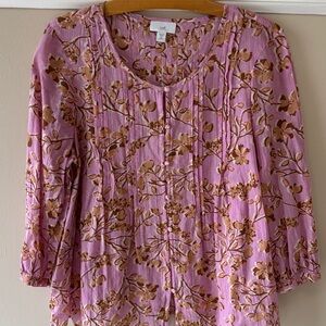 J. Jill Floral Button-Front Blouse with Brown/peach Print